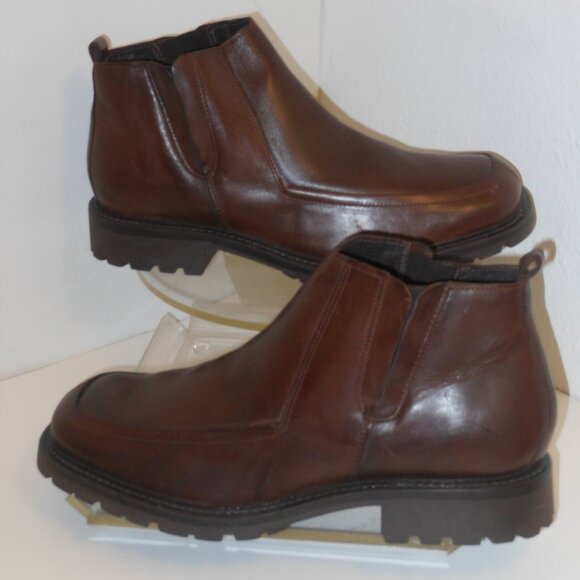 KENNETH COLE BROWN LEATHER ANKLE BOOTS SIZE 12 MEDIUM - Picture 1 of 6
